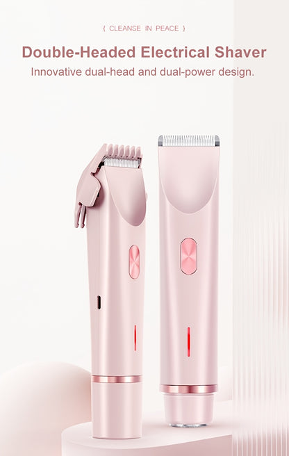 2-in-1 Electric Shaver for Women & Men - Aluminum Foil Body Hair Remover for Armpits & Full Body, IPX6 Waterproof, Dry/Wet Use, Type-C Rechargeable Mini Razor with Ultra-Long Battery Life