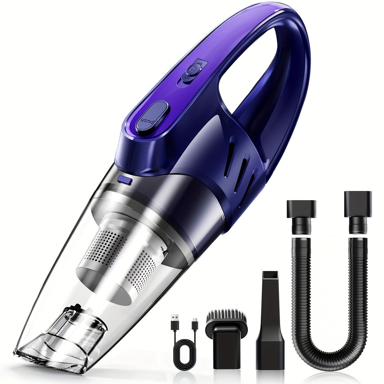 Pink Handheld Car Vacuum Cleaner 6000PA Super Suction 2000mAh Low Noise with 5 Attachments – Car Interior, Home & Pet Hair Cleaning Gift for Women