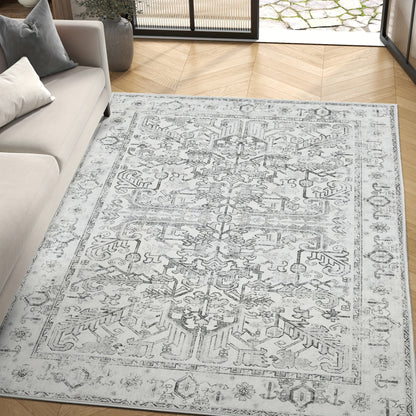 JINCHAN 8x10 Washable Vintage Floral Area Rug – Boho Retro Thin Accent Carpet for Living Room, Bedroom, Kitchen & Farmhouse, Multiple Colours | ShopVora CA