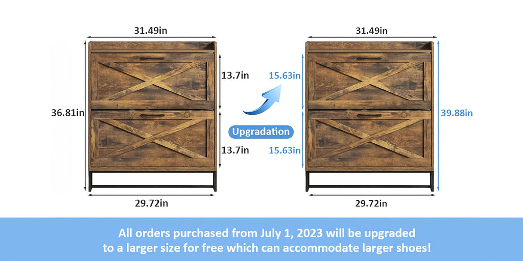 Rustic Brown Wooden Shoe Storage Cabinet With 2 Flip Drawers And Open Storage Shelf, Freestanding Entryway Shoe Cabinet With Metal Legs, Narrow Shoe Rack Organizer With Hidden Design, Holds 12-16 Pairs, Christmas Gift Or Black Friday Deal