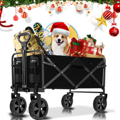 Collapsible Folding Wagon Cart 330lbs Heavy Duty – All-Terrain Wheels Outdoor Utility Wagon for Beach Camping Garden Grocery, Pet Dog Stroller – ShopVora CA