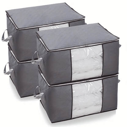Large Storage Bags for Bedding Blankets & Pillows 2/4/6pcs with Zipper Lid – Extra Large Polypropylene Clothes Organizer Bags with Reinforced Handles, No Vacuum Needed | Grey | ShopVora CA