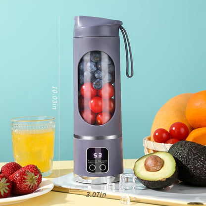Portable USB Rechargeable Blender with LED Display 15oz – Compact Personal Smoothie Blender for Fresh Juice, Shakes & On-the-Go Nutrition, Travel Blender