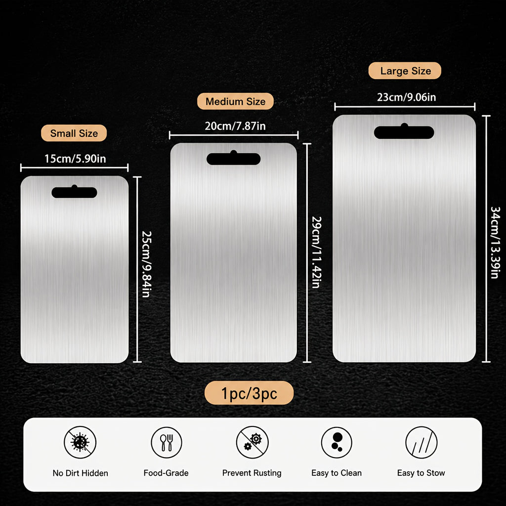 1/3pcs Premium Stainless Steel Cutting Board Set - Durable, Easy to Clean, Rust-Resistant, Bpa-Free, Space-Saving Kitchen Ready for Food Preparation, Food Preparation Essentials|Modern Kitchenware|Durable Cutting Boards, Cutting Boards for Kitchen