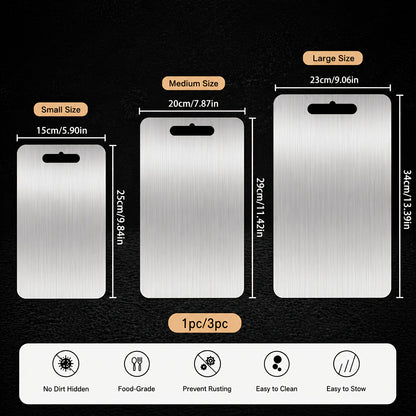 Stainless Steel Cutting Board Set – 1 or 3 Piece BPA-Free Rust-Resistant Chopping Board, Easy Clean Space-Saving Food Prep Kitchen Essential, Housewarming Gift | Canada