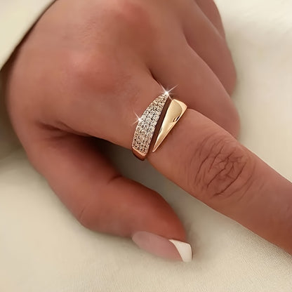 Geometric Open-Ended Ring for Women with Synthetic Diamond – Adjustable Stackable Statement Ring for Everyday Wear & Special Events | ShopVora CA