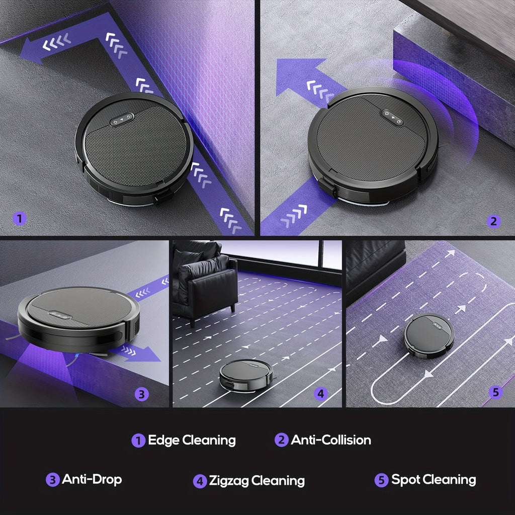 Robotic Vacuum Cleaner And Mop Combo, App/Voice Control, 2-In-1 Robot Vacuum, 5000Pa Max Power Suction, Scheduled Cleaning, Automatic Recharge, for Pet Hair, Low Pile Carpet