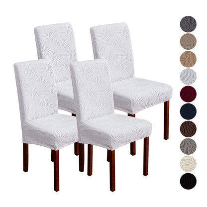 Waterproof Dining Chair Covers 4 or 6 Pack Stretch Jacquard Slipcovers - Removable Washable Chair Protector for Dining Room, Kitchen, Hotel & Restaurant