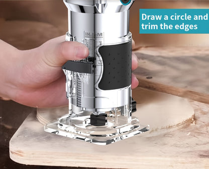 Compact Woodworking Router Tool with Milling Cutter Set – Edge Trimming, Chamfering & Hole Routing for DIY & Fine Woodworking, Standard & Upgraded Bundle Options Canada