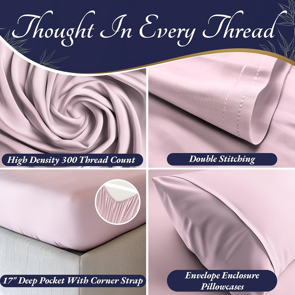 Bedding Sheet & Pillowcase Sets Cooling Bed Sheets King Set - Luxurious & Ultra-Soft King/Kids Size Cooling Sheets for Hot Sleepers - Comfortable & Cool Bamboo Viscose Sheets Deep Pockets for Bedroom Children's Room
