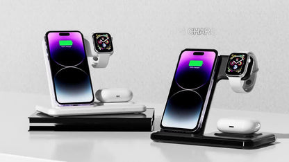Neohost 3-in-1 Wireless Charging Station for iPhone 17 16 15 Pro Max 13 12 11 & Apple Watch Series 2-10 Ultra - Multi-Device Wireless Charger Pad, Auto Accessories Compatible