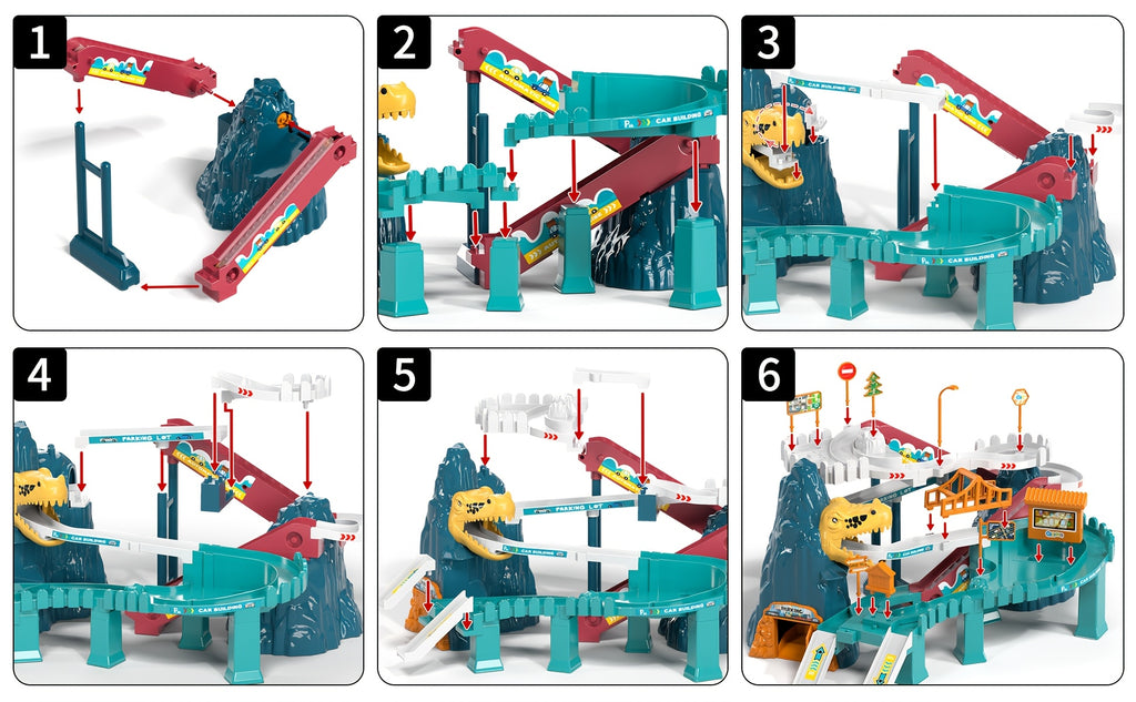 Dinosaur Race Track for Kids, Toy Car Ramp Track Dinosaur Toys Playset with 10 Cars for Kids Boys And Girls