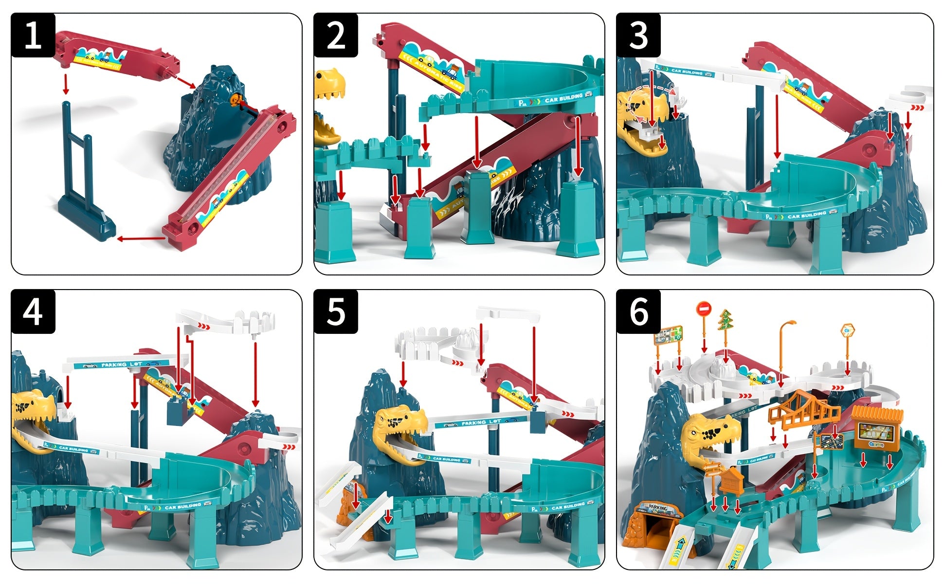 Dinosaur Race Track for Kids, Toy Car Ramp Track Dinosaur Toys Playset with 10 Cars for Kids Boys And Girls