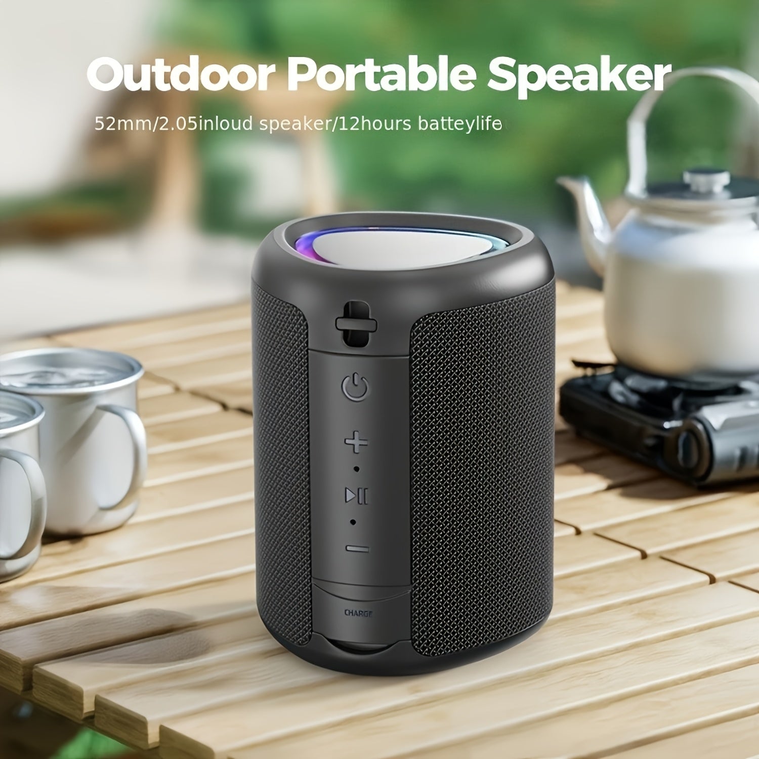 Portable Wireless Speaker Outdoor Speakers with Lights, Powerful Crystal Clear Sound, All Day Playtime, AUX&TF-Card Input, BT 5.3, TWS Paring Speaker, Small Wireless Speaker for Outdoor, Gift Ideas