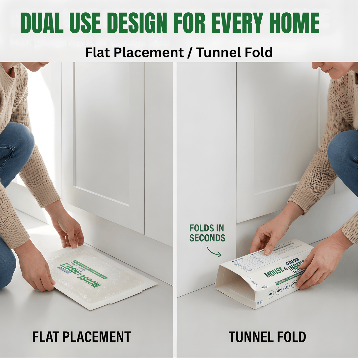 Sticky Mouse & Insect Glue Traps – Foldable Adhesive Capture Boards for Indoor Monitoring, Chemical-Free Unscented Mouse Sticky Traps, Flat or Tunnel Use for Kitchen Garage Storage Room – 15/50/100 Pack