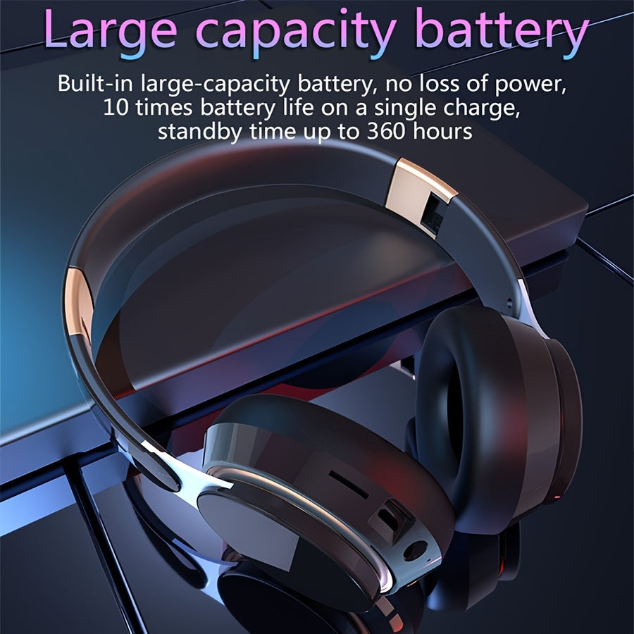 Wireless BT Headphones Over Ear Comfortable Foldable Headset with Built-In Microphone Ideal for School Tablet PC TV Mobile Travel Winter Gifts HD Sound Quality