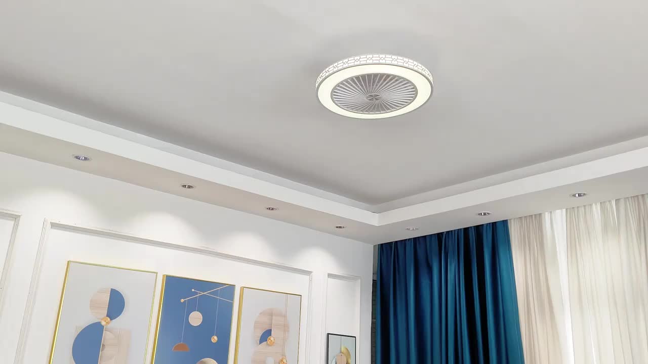 20 Inch Modern Ceiling Fan with LED Light & Remote - Low Profile Flush Mount, Dimmable 3 Colour Temperatures, 6 Wind Speeds, Timing Function for Bedroom, Living Room, Kitchen & Office
