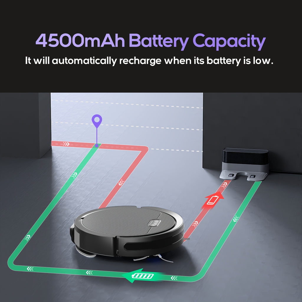 Robotic Vacuum Cleaner And Mop Combo, App/Voice Control, 2-In-1 Robot Vacuum, 5000Pa Max Power Suction, Scheduled Cleaning, Automatic Recharge, for Pet Hair, Low Pile Carpet
