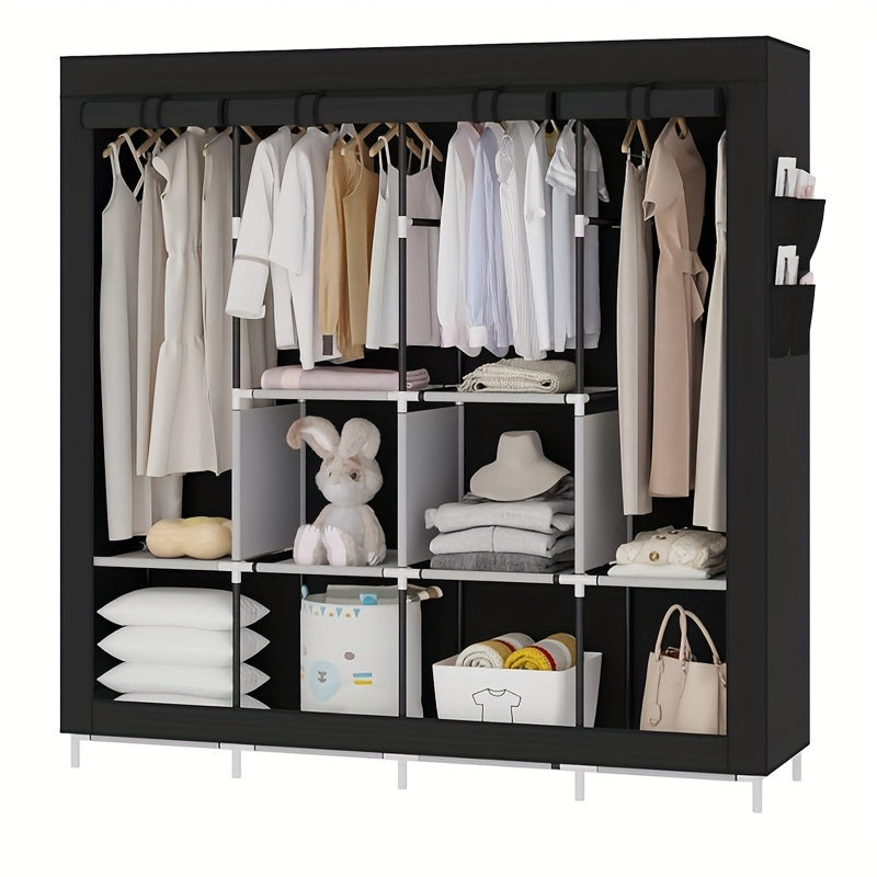 Portable Closet Large Wardrobe Closet Clothes Organizer With 6 Storage Shelves, 4 Hanging Sections 4 Side Pockets, Portable Closets