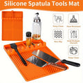 Blackstone Grill Mat - Large Silicone Spatula Pad with Drip Tray/Heat-Resistant & Non-Slip Surface/Utensil Holder for Outdoor BBQ, Kitchen Counter, and Griddle Accessories/Orange/Grilling Essentials|Modern Kitchen Accessory|Durable Silicone Mat, Grill Acc