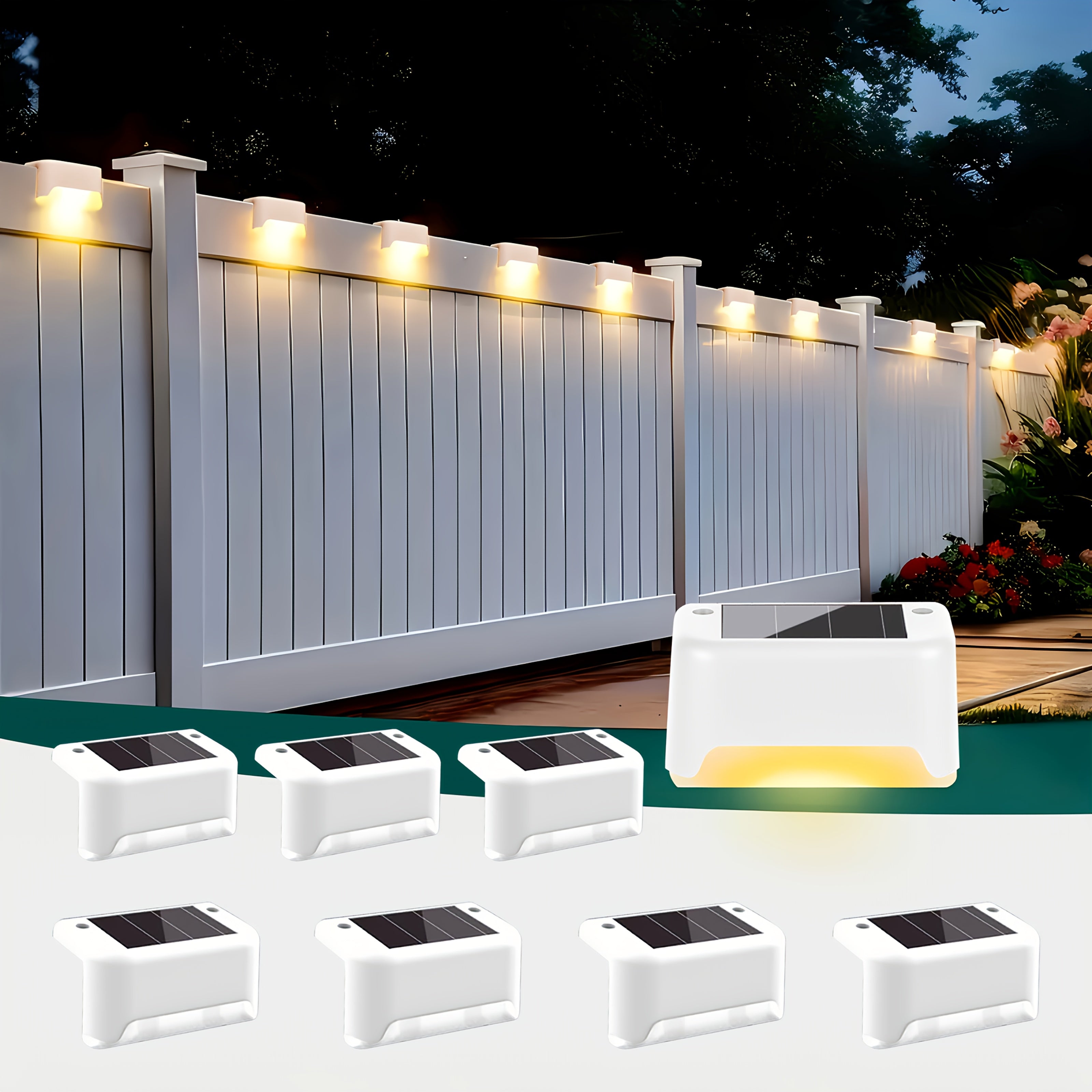 Solar Step Lights Outdoor Waterproof LED – Auto On/Off Warm White Landscape Lighting for Stairs, Fences, Courtyards & Garden Paths, Matte Metal, Black/White/Brown, 4/8/16/32 Pack Canada