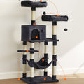 56-Inch Cat Tree Tower with Hammock, Plush Perches & Scratching Post – Multi-Level Indoor Cat Condo for Kittens & Adult Cats, Staircase Design for Easy Climbing
