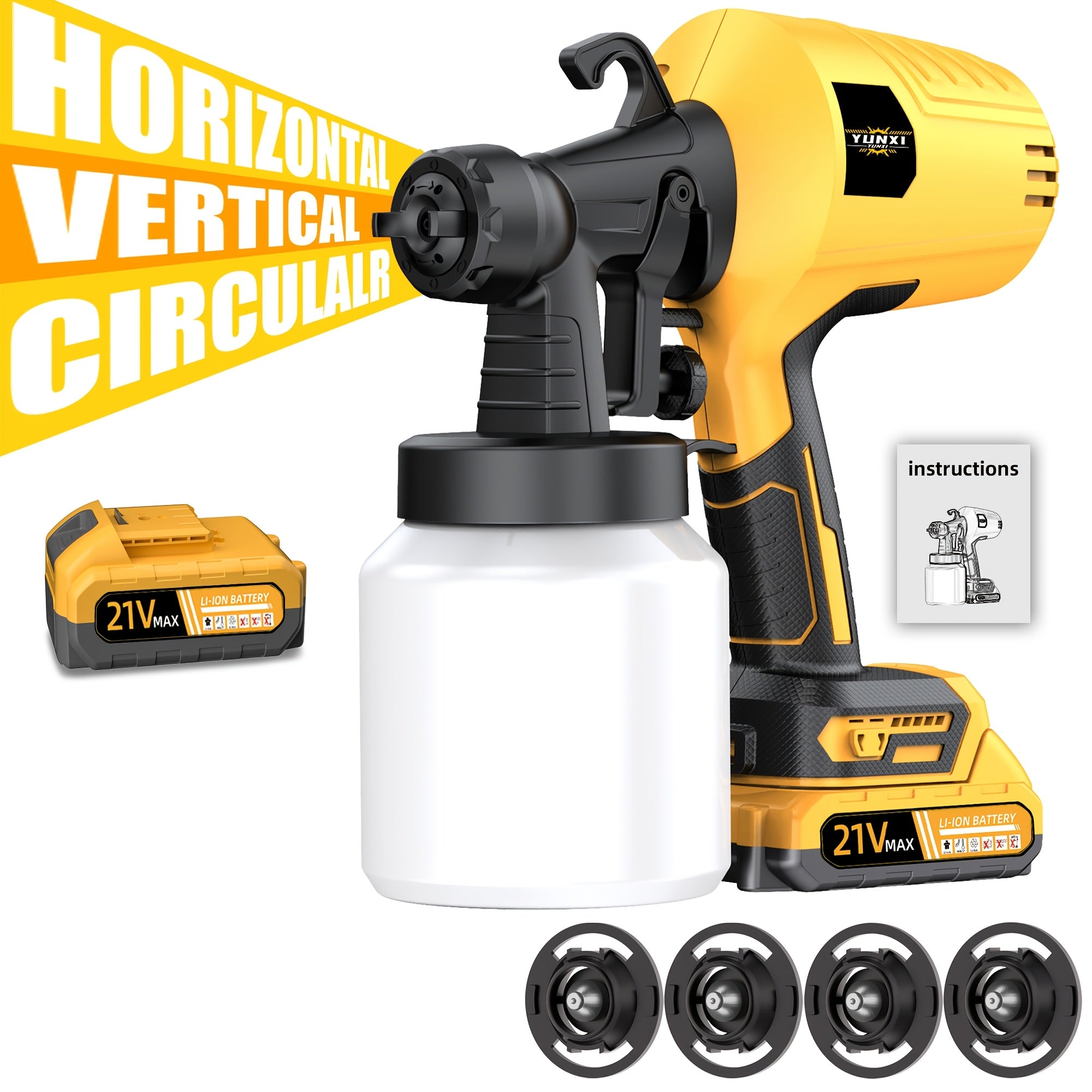 Cordless HVLP Electric Spray Paint Gun with Battery – 3 Spraying Modes, 27oz Container, Easy Clean – Paint Sprayer for House, Furniture, Cabinets, Fences, Walls & Doors