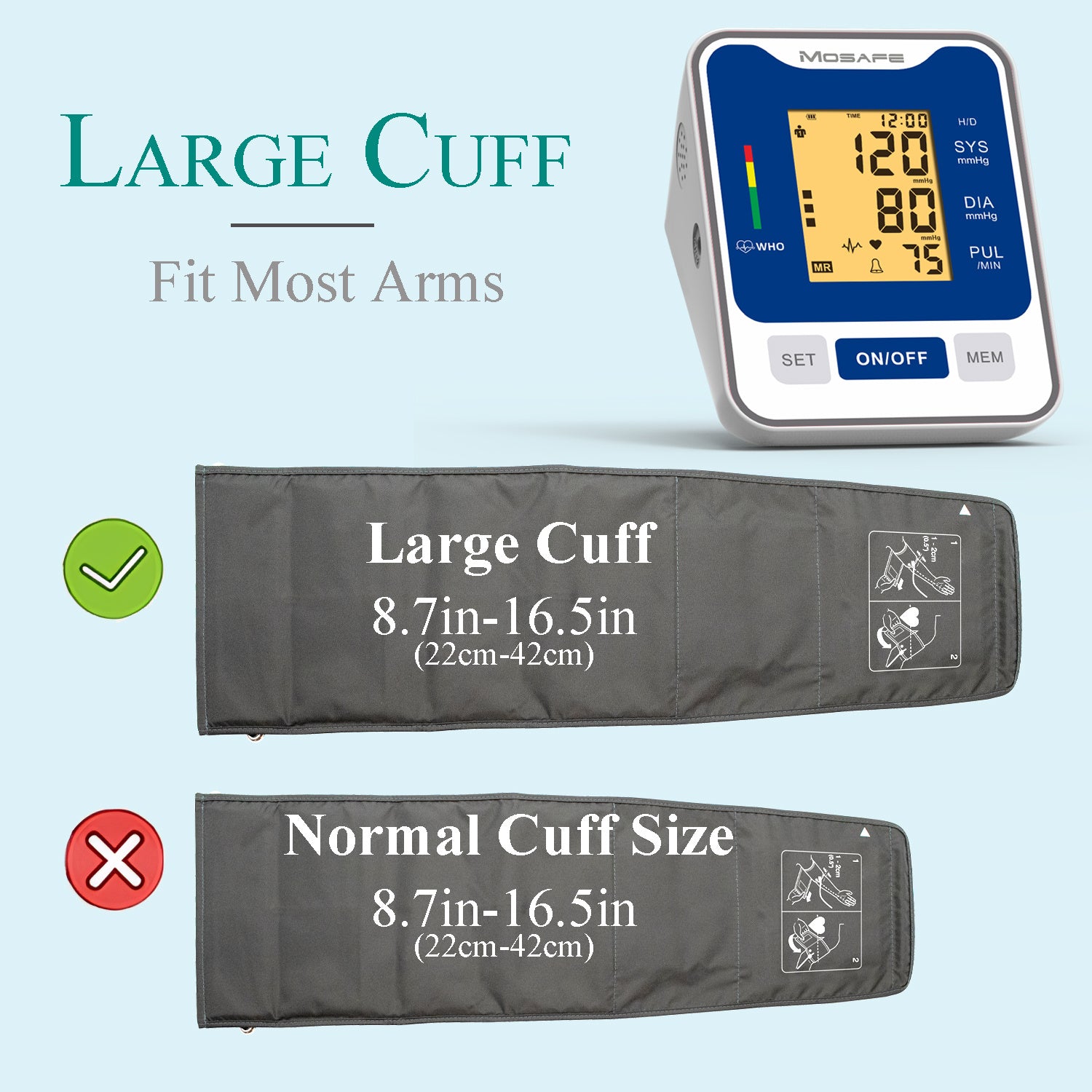 Upper Arm Blood Pressure Monitor, Automatic Digital Accurate BP Machine with Voice Broadcast, Large Adjustable Cuff, USB & Battery Powered (USB Cord included, 2×120 Memory for 2 Users, Home Use