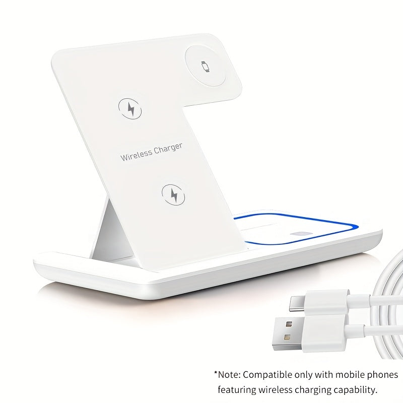 Neohost 3-in-1 Wireless Charging Station for iPhone 17 16 15 Pro Max 13 12 11 & Apple Watch Series 2-10 Ultra - Multi-Device Wireless Charger Pad, Auto Accessories Compatible