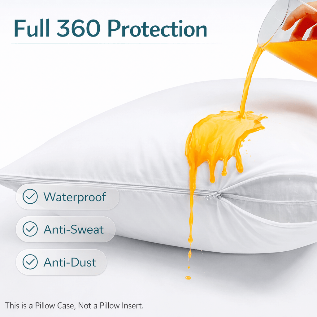 4-Pack Waterproof Zippered Pillow Protectors – Soft Noiseless Microfiber Pillow Encasements, Breathable & Machine Washable, Protects Against Dust, Dirt & Moisture – Queen & Standard Size