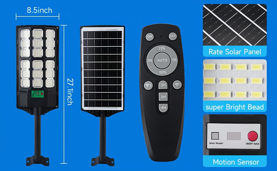 Outdoor Courtyard Solar Wall Lamp Street Lamp Outdoor, Solar Street Lamp Remote Control, Solar Floodlight Motion Sensor Courtyard Lighting, Deck Lamp, Garden Lamp Solar Parking Lot Lamp