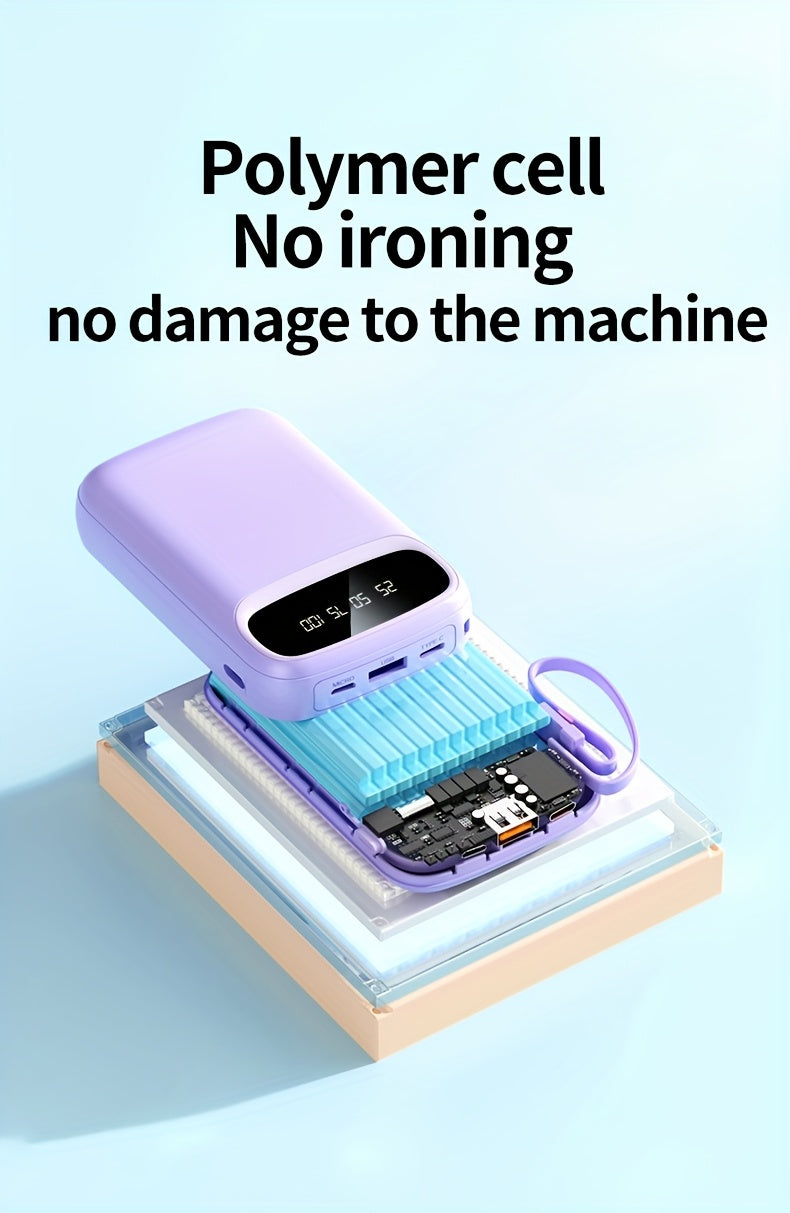 50000Mah Portable Large Capacity Mobile Power Bank, Comes with Four Data Cables/Lanyard/Led Power Display, Suitable for Fast Charging of Mobile Phones Such As Iphone/Android And Digital Electronic Products, Outdoor Portable Emergency Power Bank