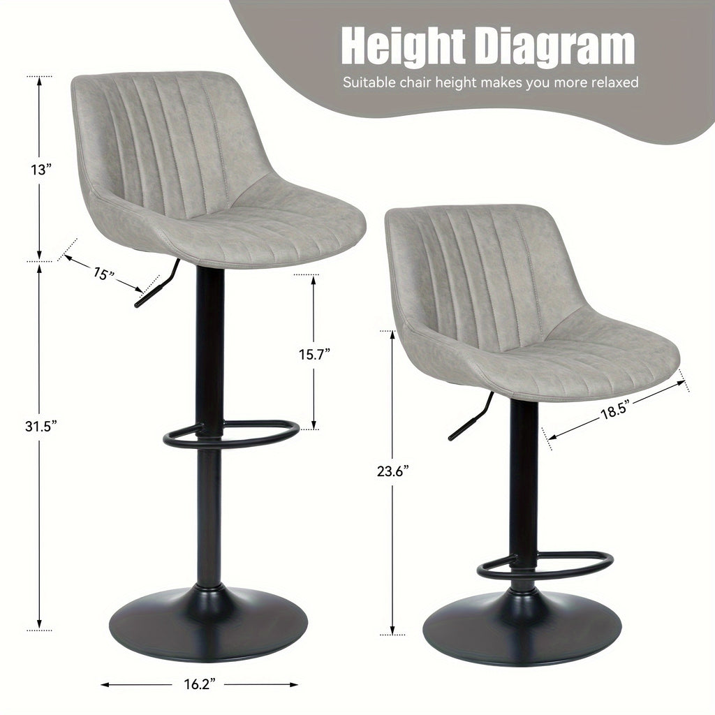 Transform Your Home Kitchen with Nalupatio'S Stylish 2pcs Adjustable Counter Height Swivel Bar Stools: Modern Design, Ergonomic Backs, High-Performance Fabric Seats - Perfect Island Chairs for Everyday Comfort