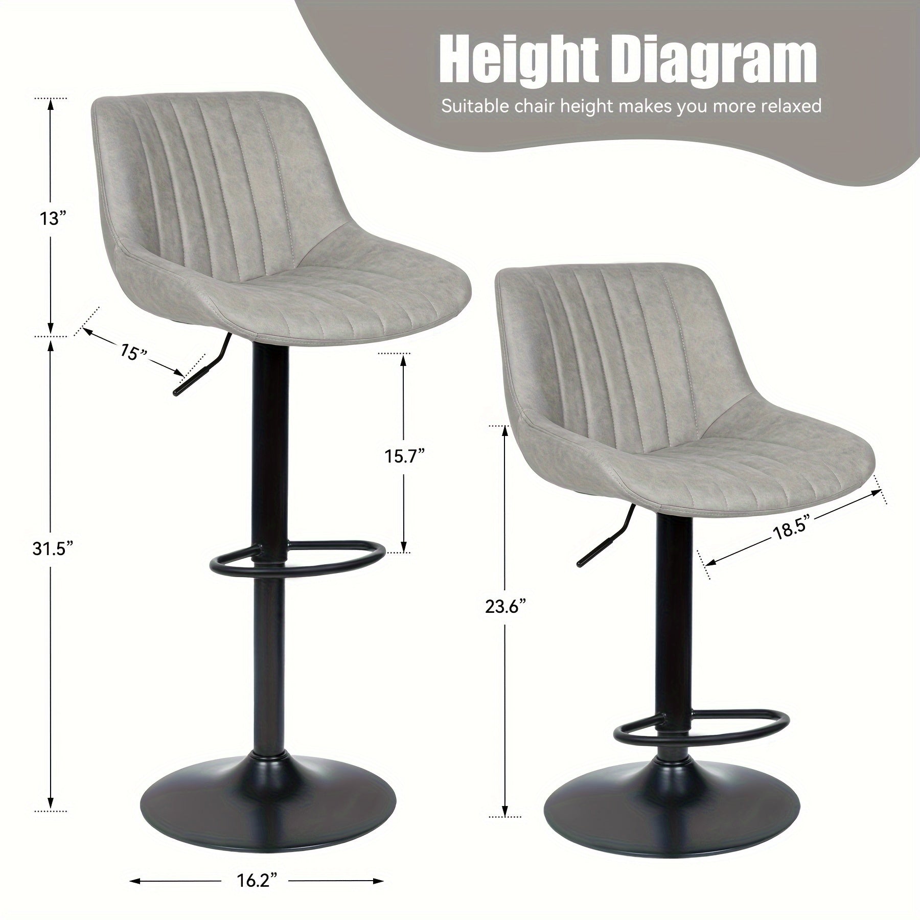 Transform Your Home Kitchen with Nalupatio'S Stylish 2pcs Adjustable Counter Height Swivel Bar Stools: Modern Design, Ergonomic Backs, High-Performance Fabric Seats - Perfect Island Chairs for Everyday Comfort