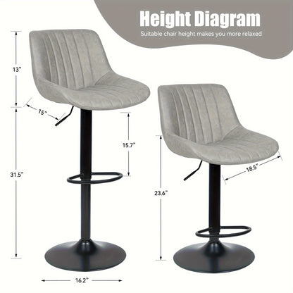 Nalupatio Bar Stools Set of 2 Adjustable Counter Height Swivel Fabric Seat with Ergonomic Back Support - Modern Kitchen Island Chairs for Home & Dining Room, Canada