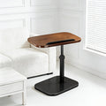 Modern Adjustable Height Rotating C-Shaped Side Table, Steel Frame Walnut Veneer HDF Countertop - Heavy-Duty Four-Wheel Rolling Storage Design, Suitable for Sofas, Beds, Living Rooms, Offices, Space Saving, Small-Sized Furniture, Easy Assembly
