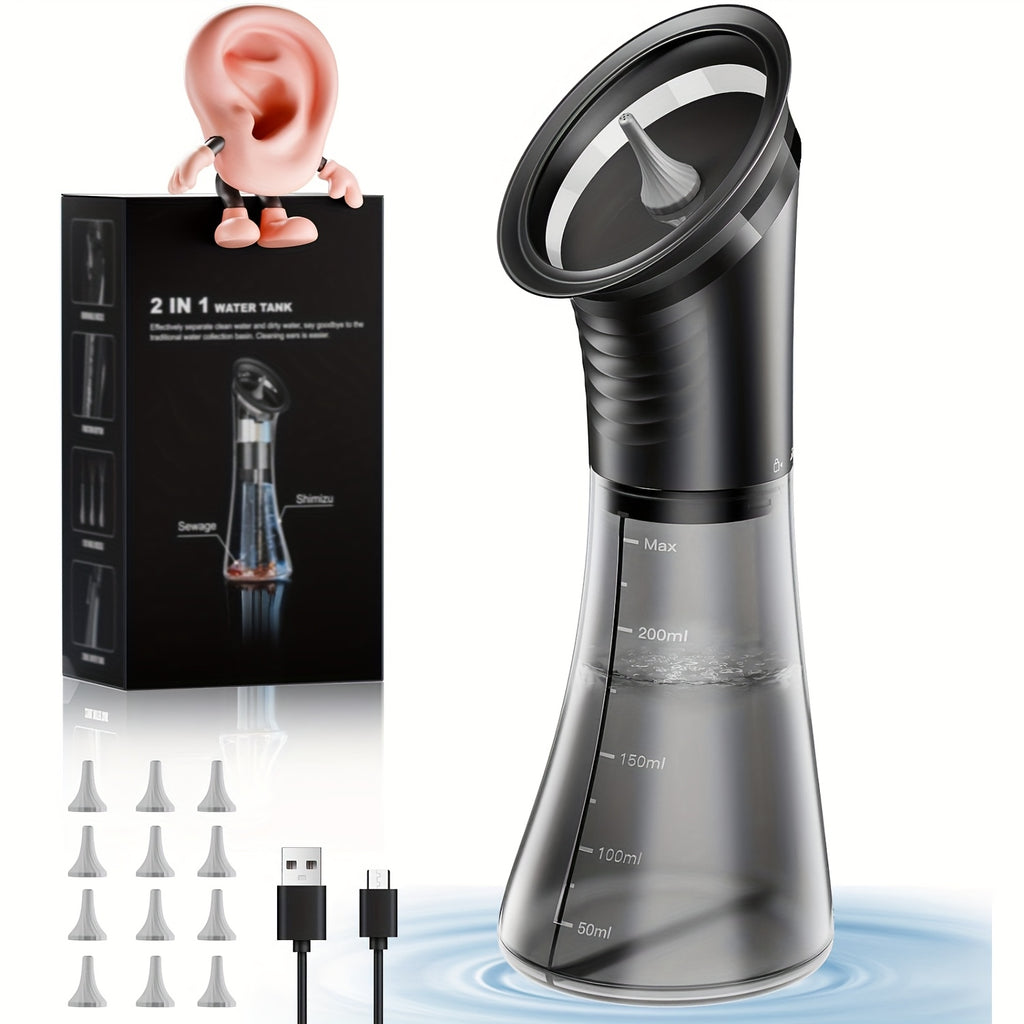 Local Warehouse Professional Ear Cleaner, Ear Wax Removal Tool, Safe Electric Ear Wax Removal Kit W/ Waste Tank, 3 Pressure Modes, LED Display & Wastewater Recovery - 2000 Mah Battery, USB-C Rechargeable for Family Use, Ideal Gift