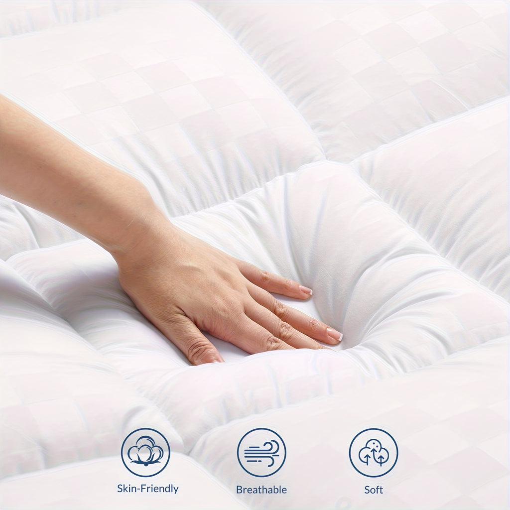 1pc Of Thickened Mattress Protector, Thickened Mattress Pad, Pillow Top Mattress Cover, Quilted Fitted Mattress Protector, with A Top Stretchable Depth Of 8-21 Inches, Breathable, Fluffy And Soft Bedding, Machine Washable