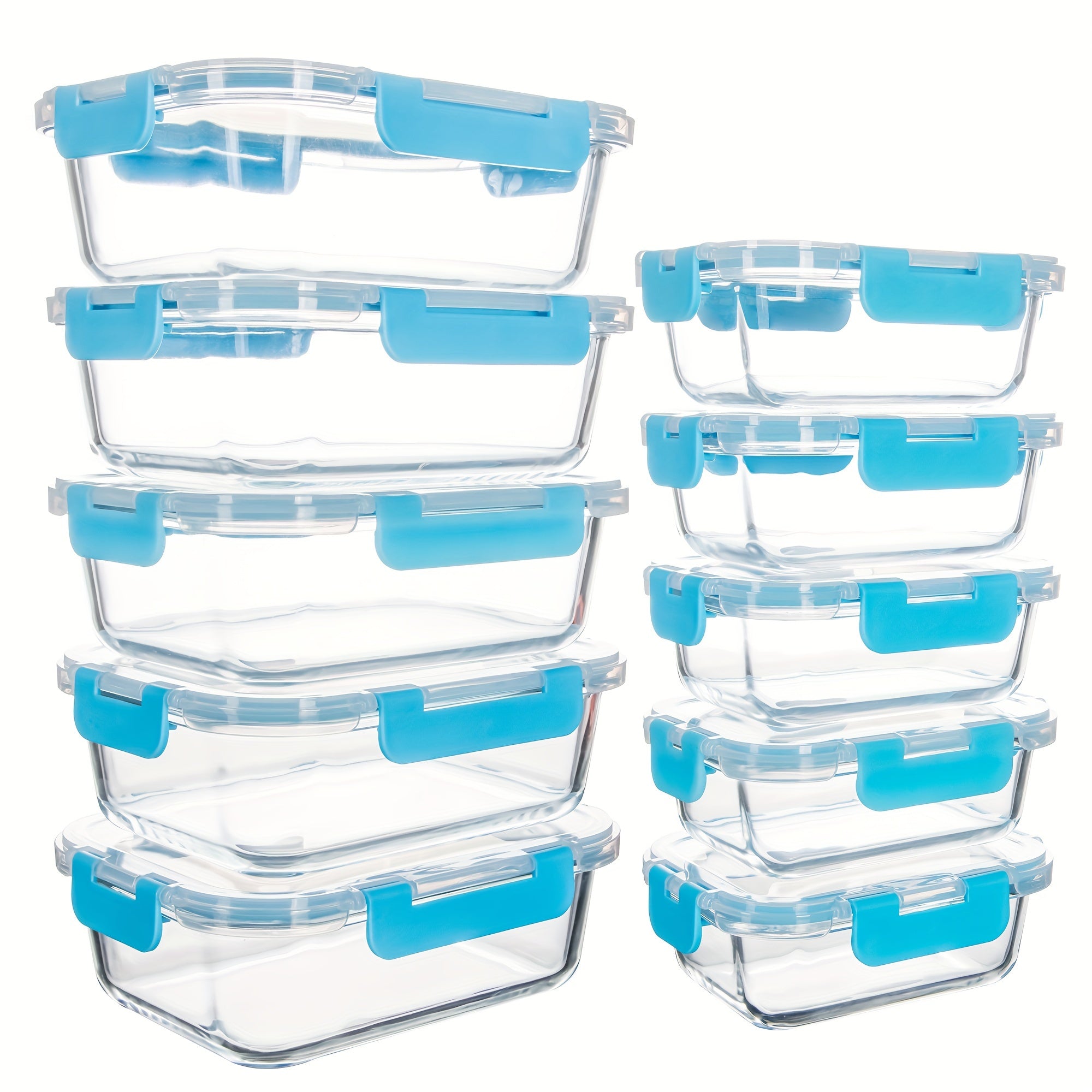 Borosilicate Glass Food Storage Containers Set 10/12 Pack with Leakproof Airtight Lids – Meal Prep, Lunch, Leftovers, Kitchen Pantry Organizer