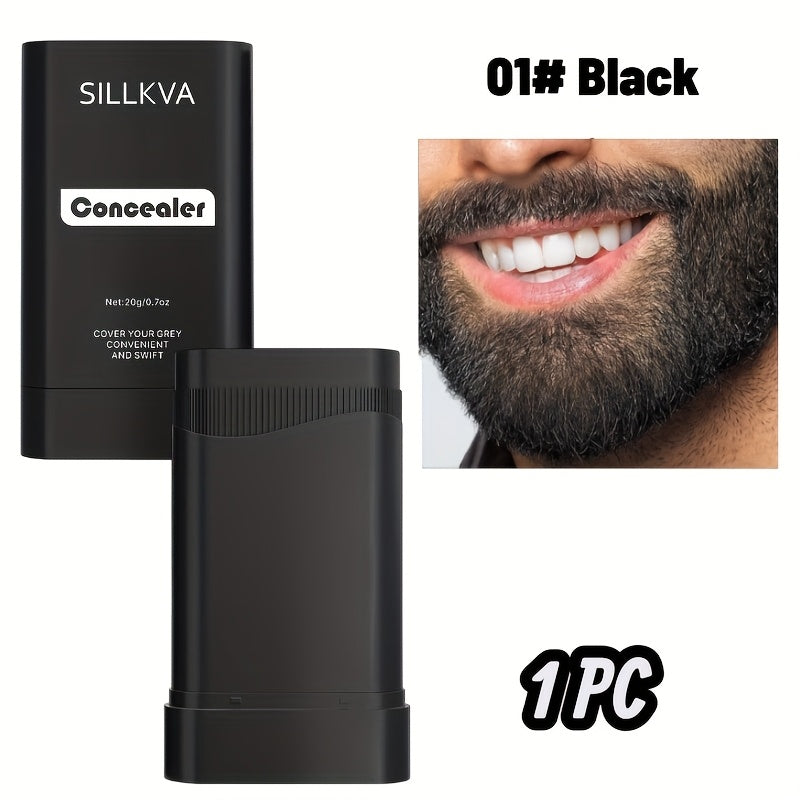 Hair & Beard Color Concealer Comb with Fine Teeth - SILLKVA Waterproof Gray Coverage Root Touch-Up & Mustache Coloring Stick, 5 Shades, 0.7oz, Long-Lasting Formula for Men & Women