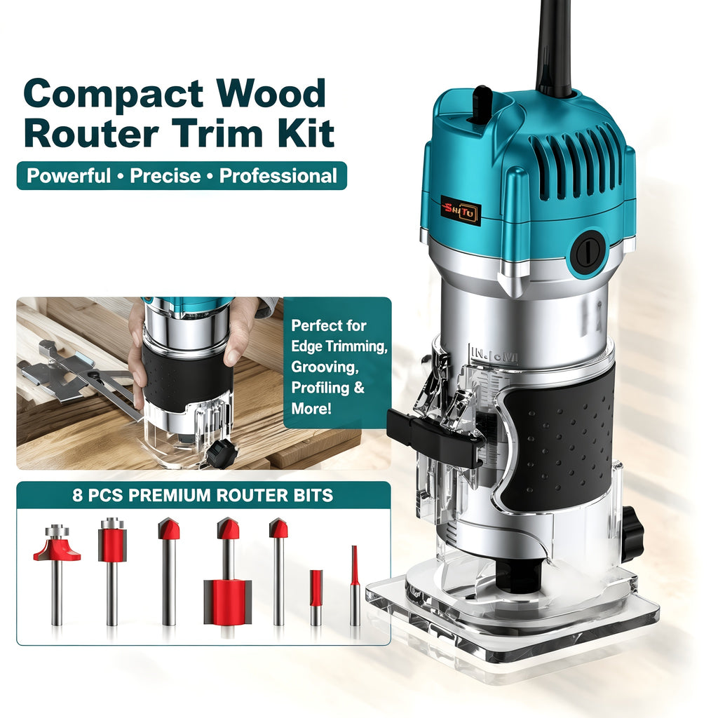 Woodworking Edge Trimming Machine Kit - Compact 800W Wood Carving Machine - 35, 000 RPM with Edge Guide And Roller Guide for Precision Trimming And Carving