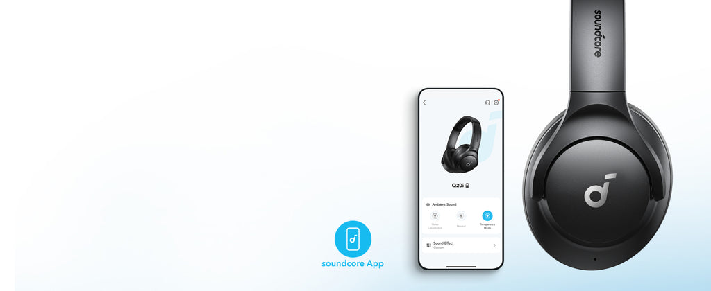 soundcore by Anker Q20i Hybrid Active Noise Cancelling Headphones, Wireless Over-Ear Bluetooth, 40H Long ANC Playtime, Hi-Res Audio, Big Bass, Customize via an App, Transparency Mode, Ideal for Travel (Renewed)