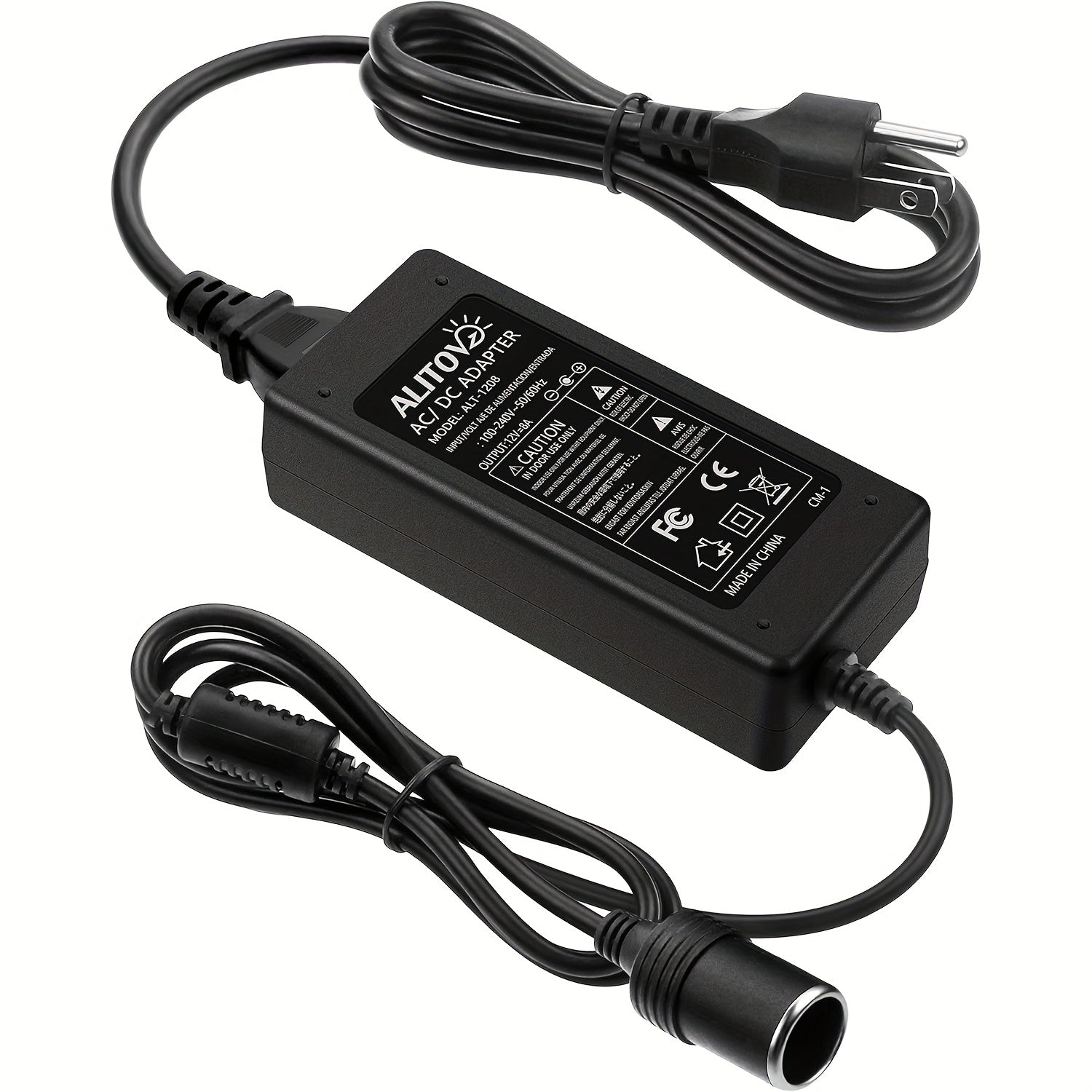 ALITOVE AC To DC Converter 12V 8A 96W, 100V-240V To 12V Power Supply Adapter Car Lighter Socket, AC/DC Transformer For Portable Cooler Warmer, Massage Coushion, Other Car Devices Under 96W