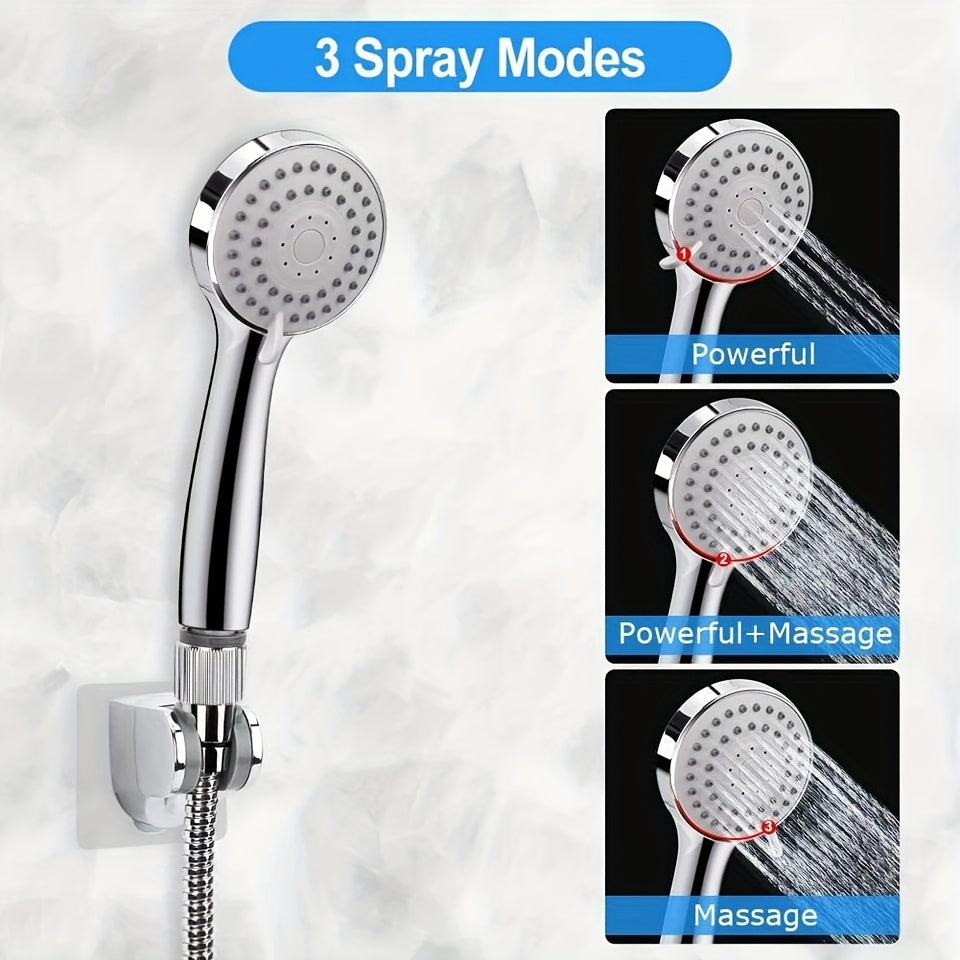 Shower Head, High Pressure Rainfall/Handheld Shower Combo with 11'' Extension Arm, 9 Settings, Anti-Leak Shower Head with Holder, Height/Angle Adjustable, Chrome, Matte Black