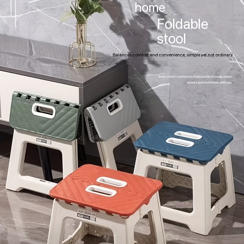 Portable Folding Stool - Heavy-Duty Compact Lightweight Stool with Non-Slip & Carry Handle, Square Plastic Stool Suitable for Camping, Hiking, BBQ, /Outdoor Use - Outdoor Stool for &