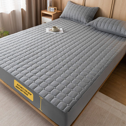 Waterproof Fitted Sheet Mattress Protector – Soft Quilted Breathable Bed Cover, Machine Washable, Fade-Resistant, Twin Full Queen King, Grey White Blue Black