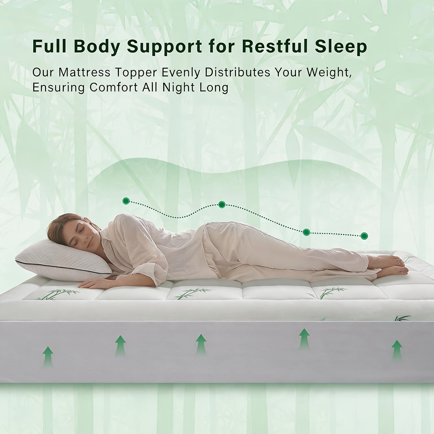 Cooling Mattress Topper, Rayon Derived From Bamboo Pillow Top Mattress Topper for Hot Sleepers, Mattress Pad with 8-21" Deep Pocket
