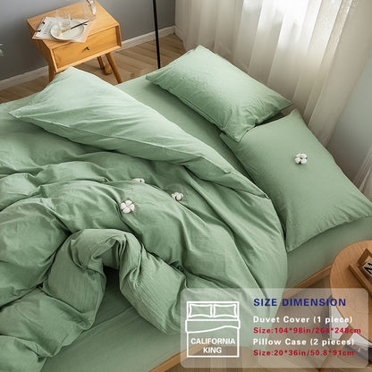 100% Washed Cotton Duvet Cover Set – Breathable, Durable & Ultra-Soft Comfy Bedding Set for All Seasons, Multiple Sizes & Colours
