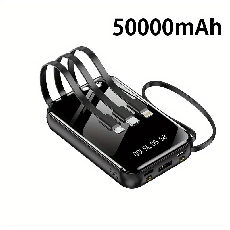 50000mAh Portable Power Bank Fast Charging - Large Capacity Battery Pack with LED Display, Built-in Multi Cables, Flashlight, Emergency Outdoor Charger for iPhone Android - Gift Idea Canada