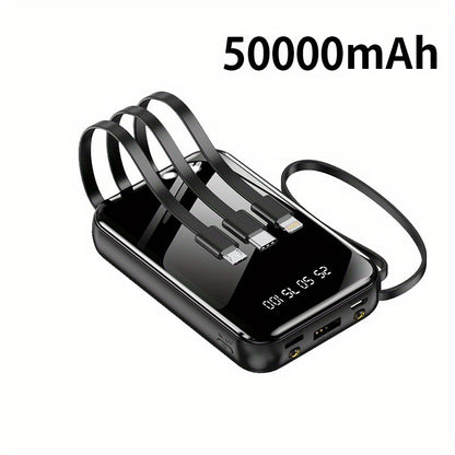 50000mAh Portable Power Bank Fast Charging - Large Capacity Battery Pack with LED Display, Built-in Multi Cables, Flashlight, Emergency Outdoor Charger for iPhone Android - Gift Idea Canada